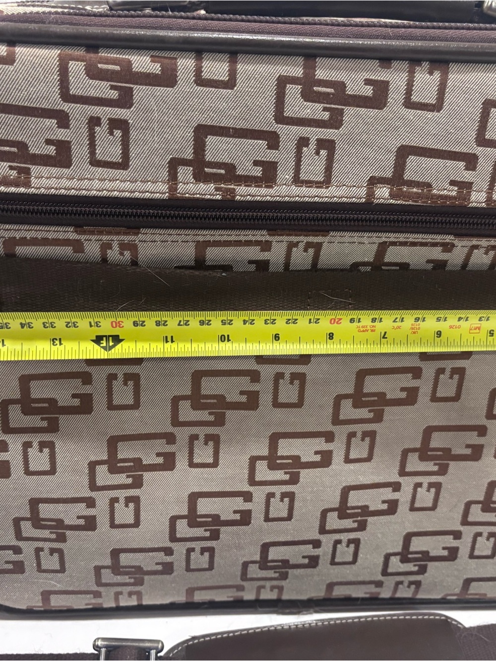 GUESS monogram laptop messenger bag brown jacquard briefcase travel shoulder 15” - Picture 7 of 9